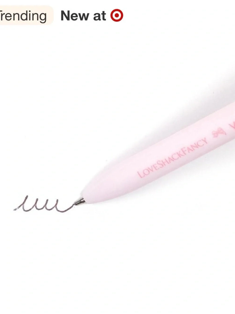 LoveShackFancy x Target Yoobi Pink Bow Ballpoint Pen with Decorative Gem Barrel
